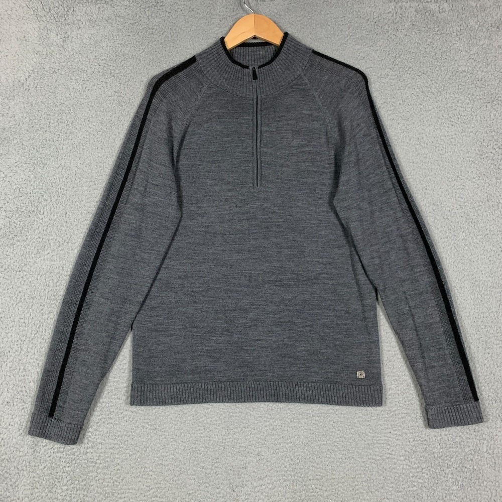 Smartwool Merino Kiva Ridge Sweater Men's Large Gray 1/4 Zip Pullover Wool Blend
